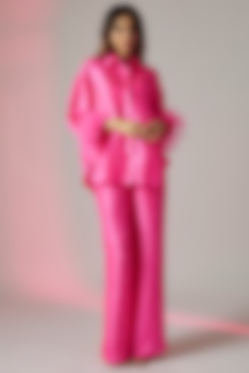 Hot Pink Dupion Silk Co-Ord Set by Maison Blu