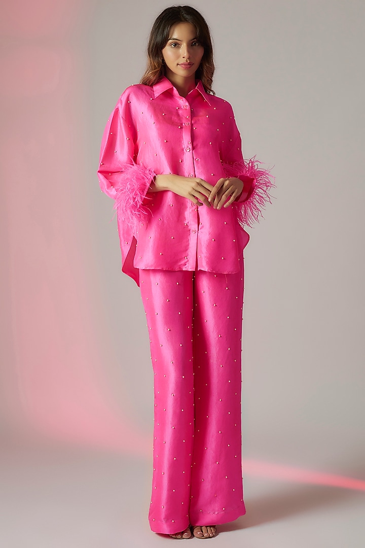 Hot Pink Dupion Silk Co-Ord Set by Maison Blu