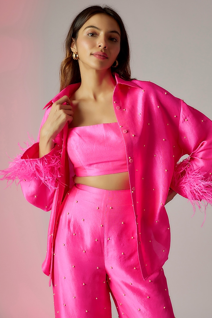 Hot Pink Dupion Silk Co-Ord Set by Maison Blu at Pernia's Pop Up Shop
