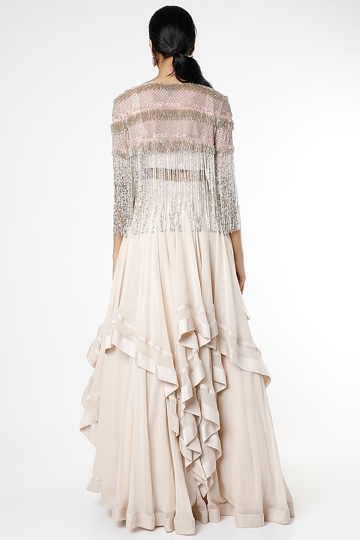 Ivory Ruffled Wedding Lehenga Set by Maison Blu at Pernia's Pop Up Shop