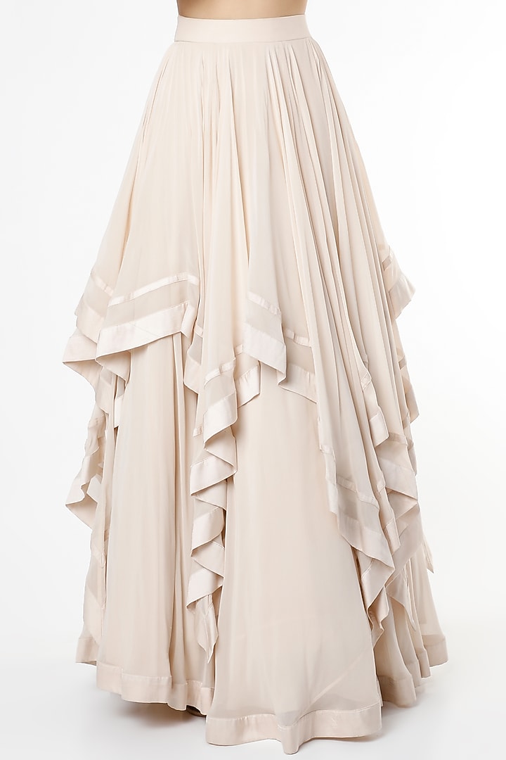 Ivory Ruffled Wedding Lehenga Set by Maison Blu at Pernia's Pop Up Shop