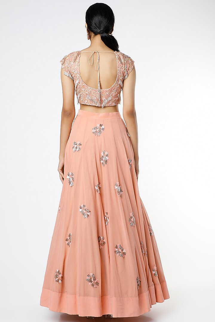 Pink Floral Embroidered Wedding Lehenga Set by Maison Blu at Pernia's Pop Up Shop