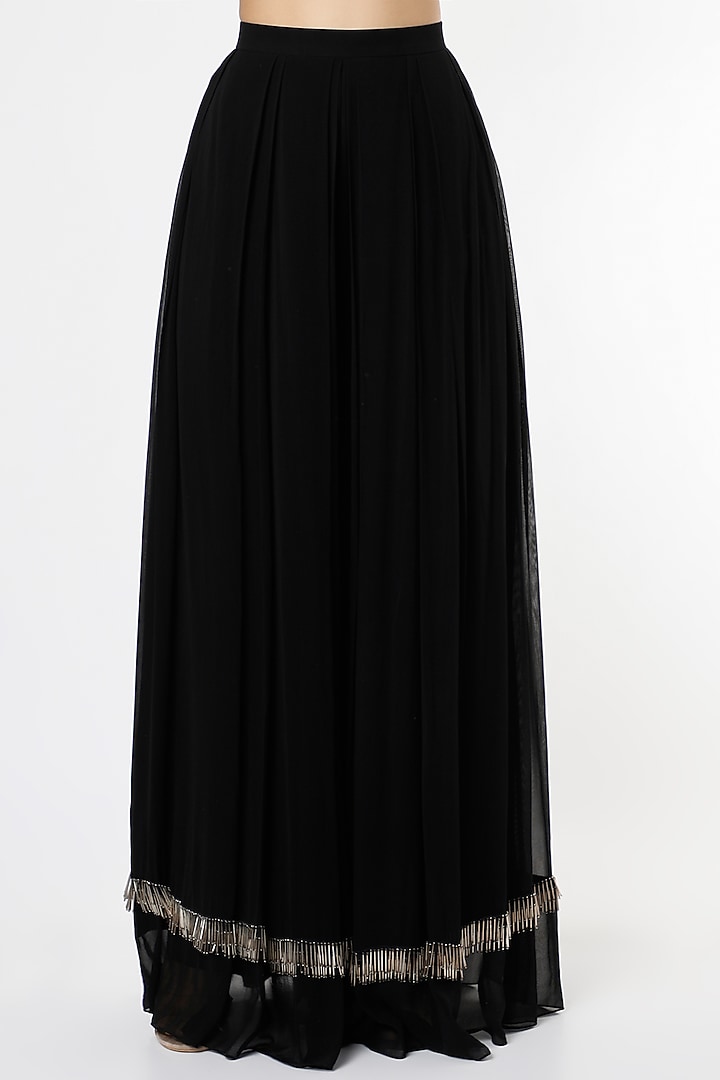 Black Embroidered Cape Set by Maison Blu at Pernia's Pop Up Shop