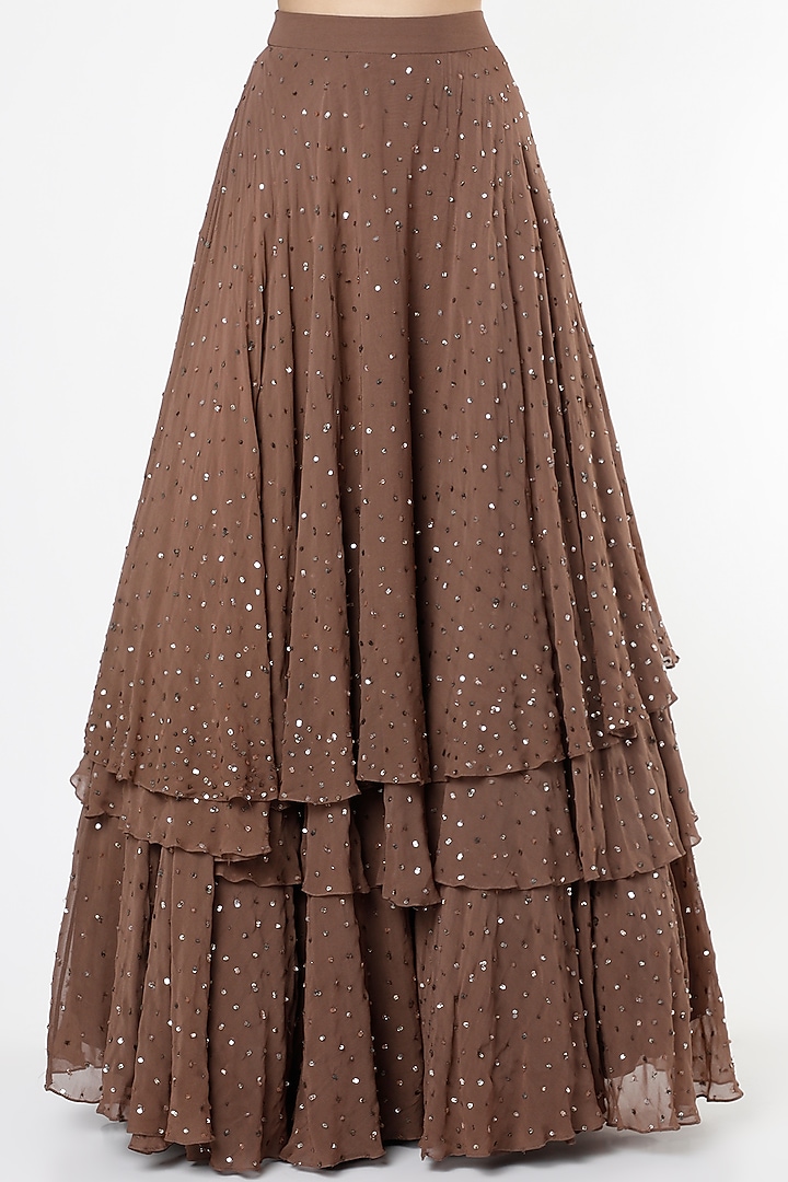 Brown Three Layered Wedding Lehenga Set by Maison Blu at Pernia's Pop Up Shop
