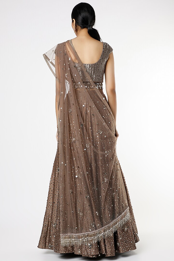 Brown Embellished Wedding Lehenga Set by Maison Blu at Pernia's Pop Up Shop