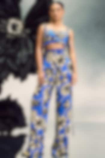 Cobalt Blue Crepe Printed Co-Ord Set by Maison Blu at Pernia's Pop Up Shop