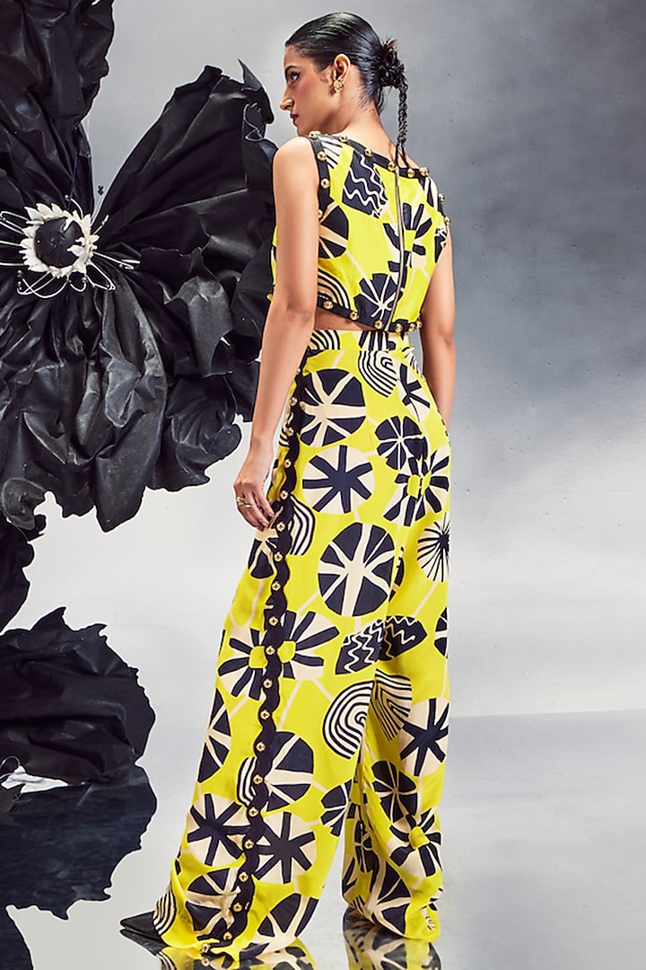 Yellow Crepe & Silk Co-Ord Set by Maison Blu at Pernia's Pop Up Shop