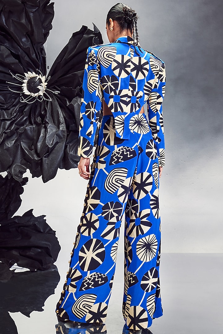 Cobalt Blue Crepe Blazer Set by Maison Blu at Pernia's Pop Up Shop