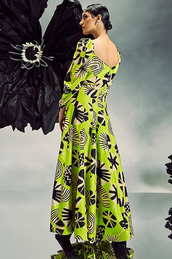 Lime Green Silk Printed Jumpsuit by Maison Blu at Pernia's Pop Up Shop