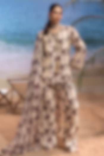 Ivory Silk Printed Kurta Set by Maison Blu at Pernia's Pop Up Shop