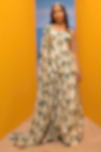 Ivory Silk Printed Kurta Set by Maison Blu at Pernia's Pop Up Shop