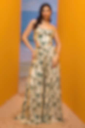 Ivory Georgette Printed Wedding Sharara Set by Maison Blu at Pernia's Pop Up Shop