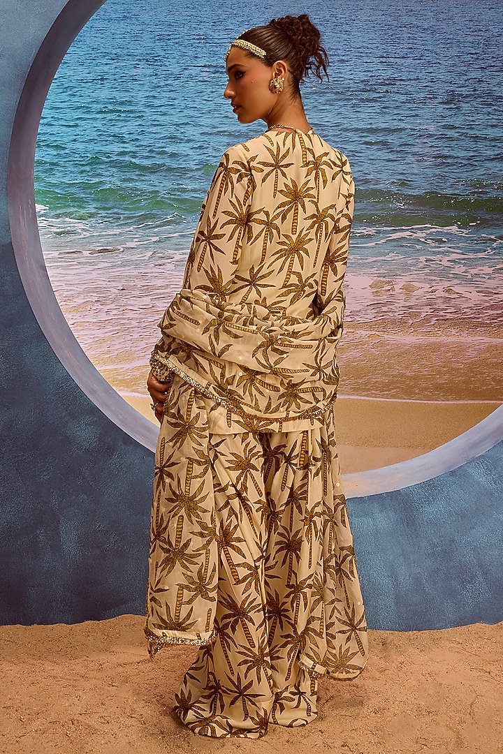 Ivory Silk Printed Kurta Set by Maison Blu at Pernia's Pop Up Shop