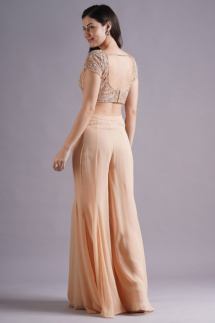 Nude Georgette Wedding Sharara Set by Maisolos at Pernia's Pop Up Shop