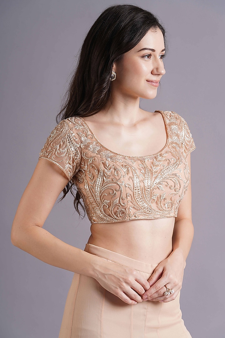 Nude Georgette Wedding Sharara Set by Maisolos at Pernia's Pop Up Shop