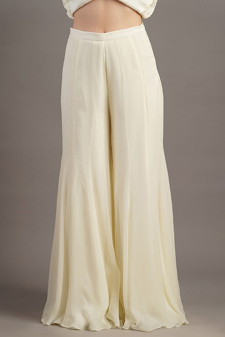 Ivory Georgette Flared Wedding Sharara Set by Maisolos at Pernia's Pop Up Shop
