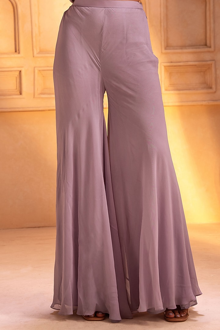 Lilac Georgette Flared Bridal Sharara Set by Maisolos at Pernia's Pop Up Shop