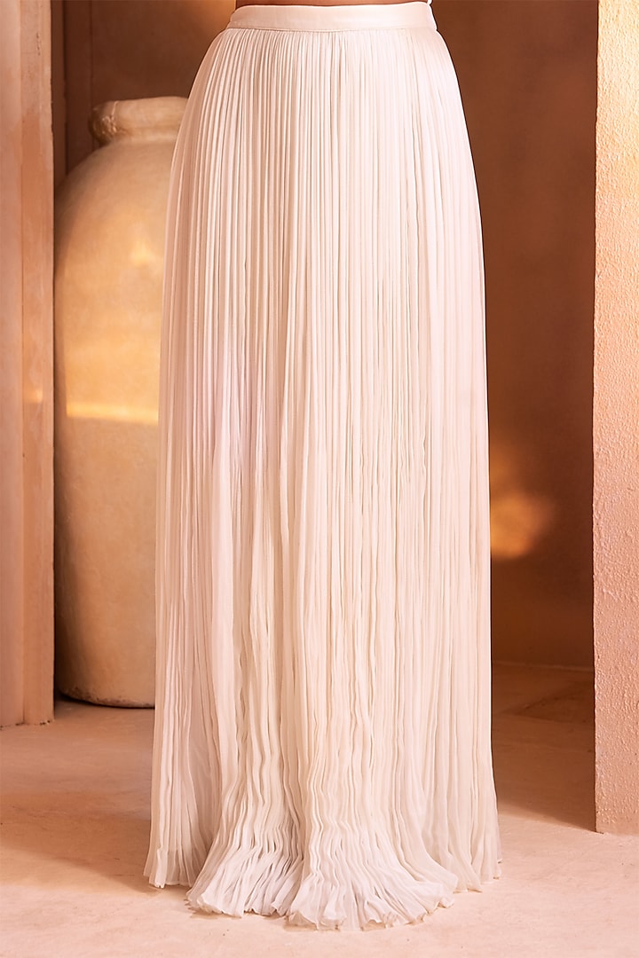 Ivory Georgette Gathered Skirt Set by Maisolos at Pernia's Pop Up Shop
