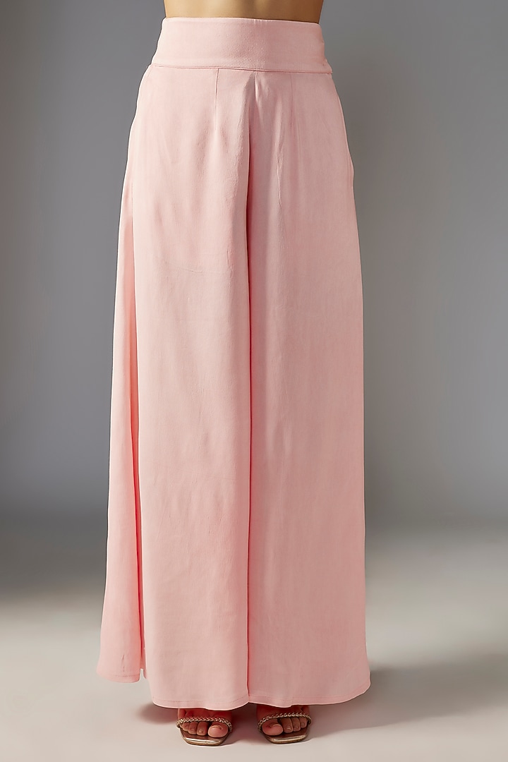 Pink Crepe Satin Wedding Sharara Set by Maisolos at Pernia's Pop Up Shop
