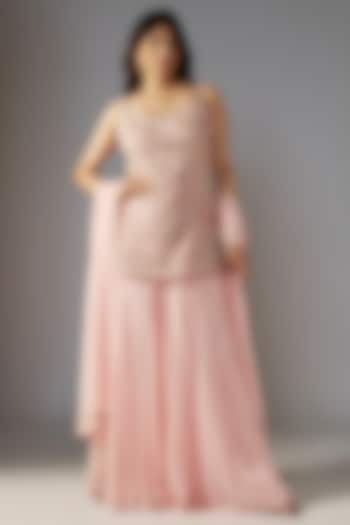 Pink Georgette Bridal Sharara Set by Maisolos at Pernia's Pop Up Shop