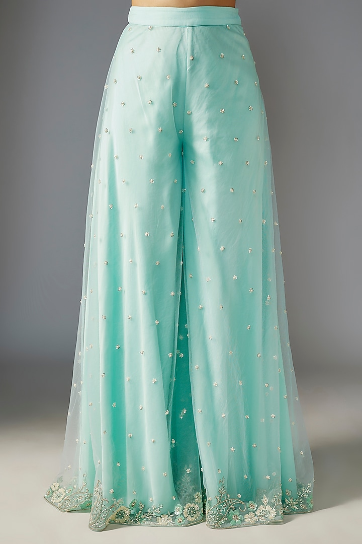 Powder Blue Georgette Bridal Sharara Set by Maisolos at Pernia's Pop Up Shop