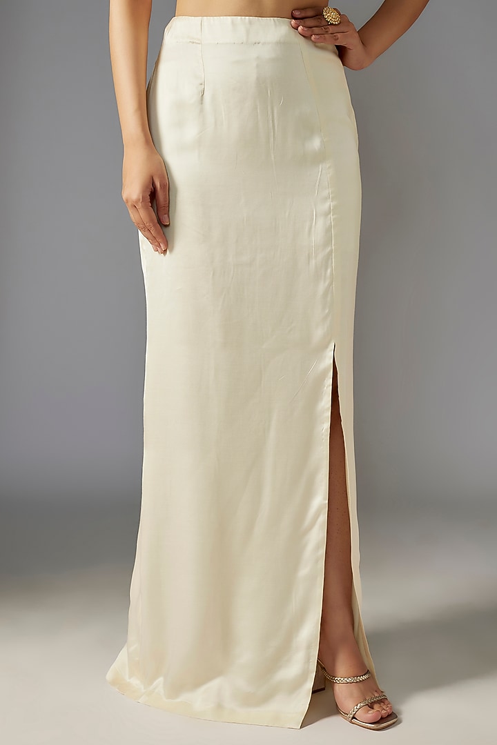 Ivory Modal Satin Skirt Set by Maisolos at Pernia's Pop Up Shop