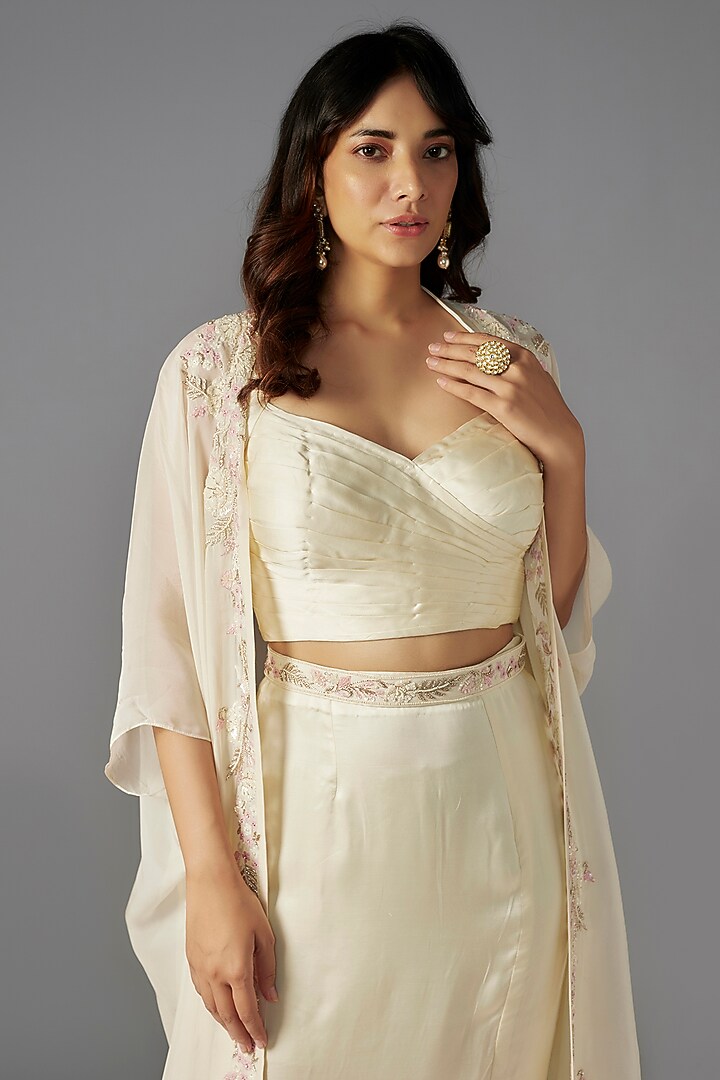 Ivory Modal Satin Skirt Set by Maisolos at Pernia's Pop Up Shop