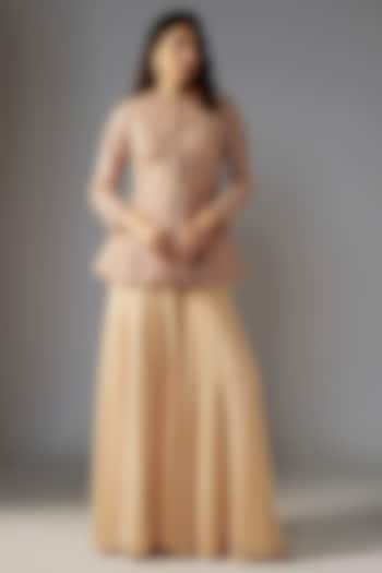 Nude Georgette Flared Sharara Set by Maisolos at Pernia's Pop Up Shop