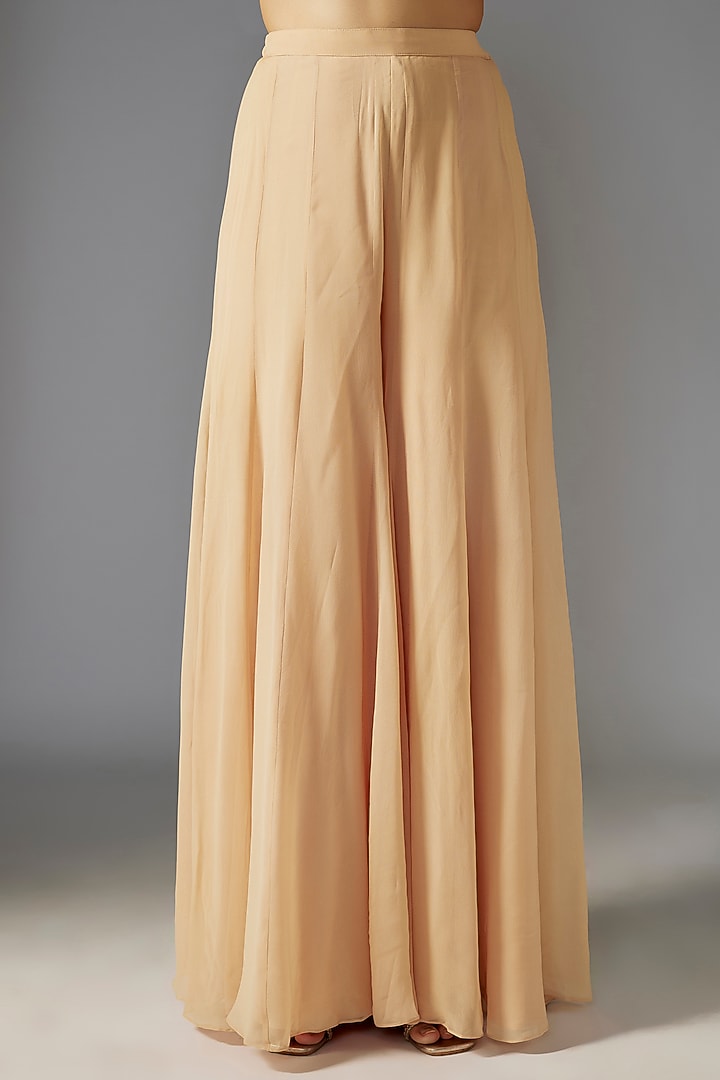 Nude Georgette Flared Bridal Sharara Set by Maisolos at Pernia's Pop Up Shop