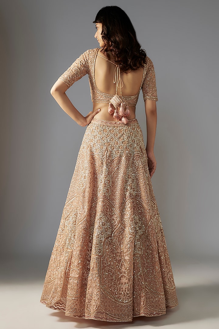 Nude Net Hand Embroidered Bridal Lehenga Set by Maisolos at Pernia's Pop Up Shop