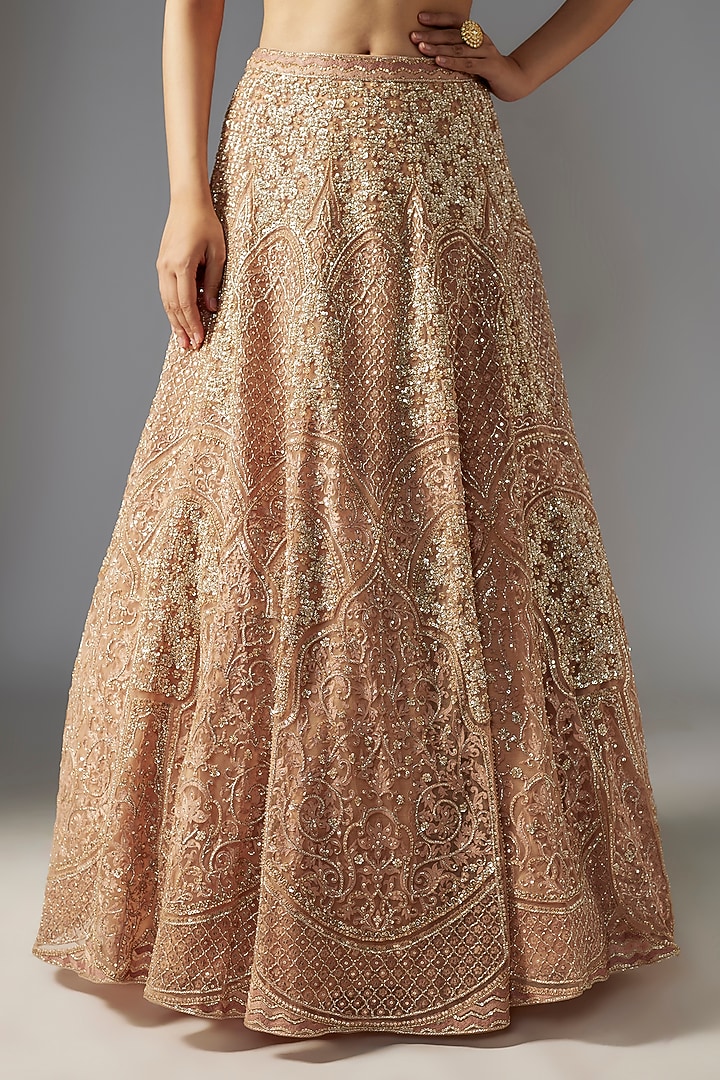 Nude Net Hand Embroidered Bridal Lehenga Set by Maisolos at Pernia's Pop Up Shop