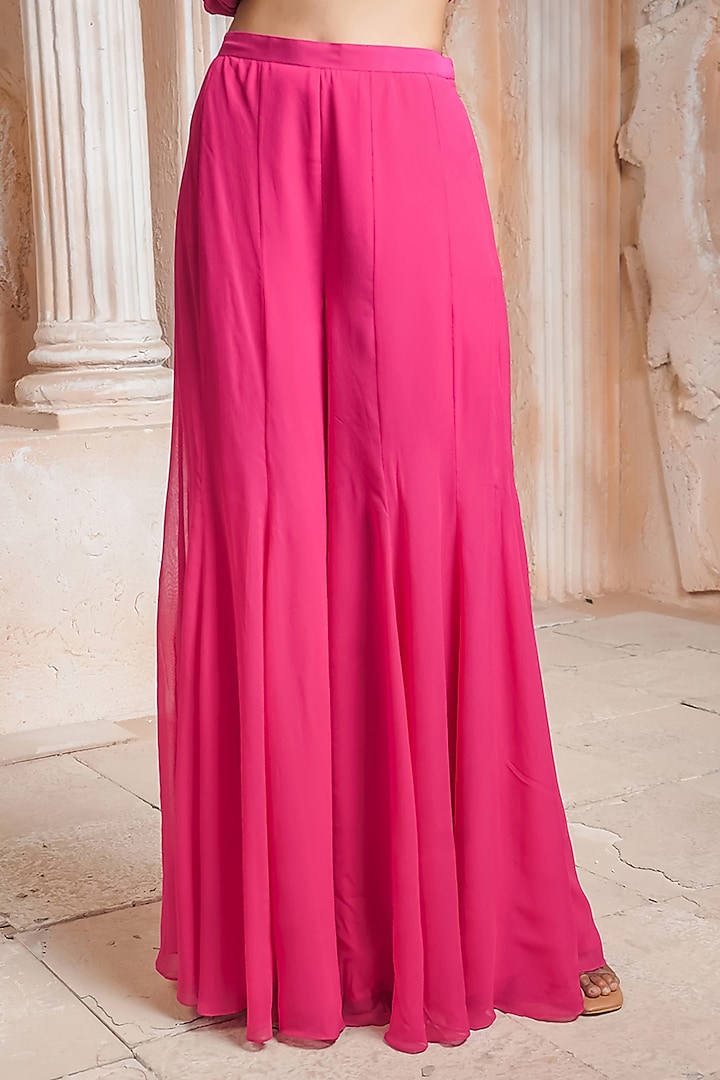 Fuchsia Pink Georgette Bridal Sharara Set by Maisolos at Pernia's Pop Up Shop