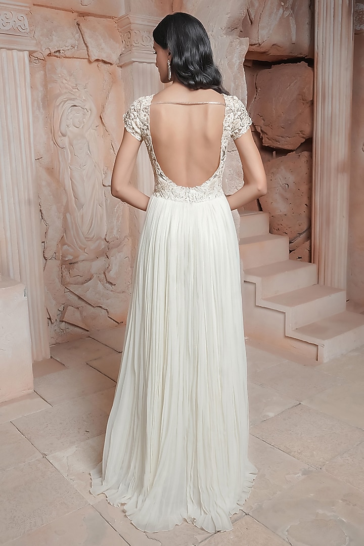 Ivory Net Embroidered Engagement Gown by Maisolos at Pernia's Pop Up Shop