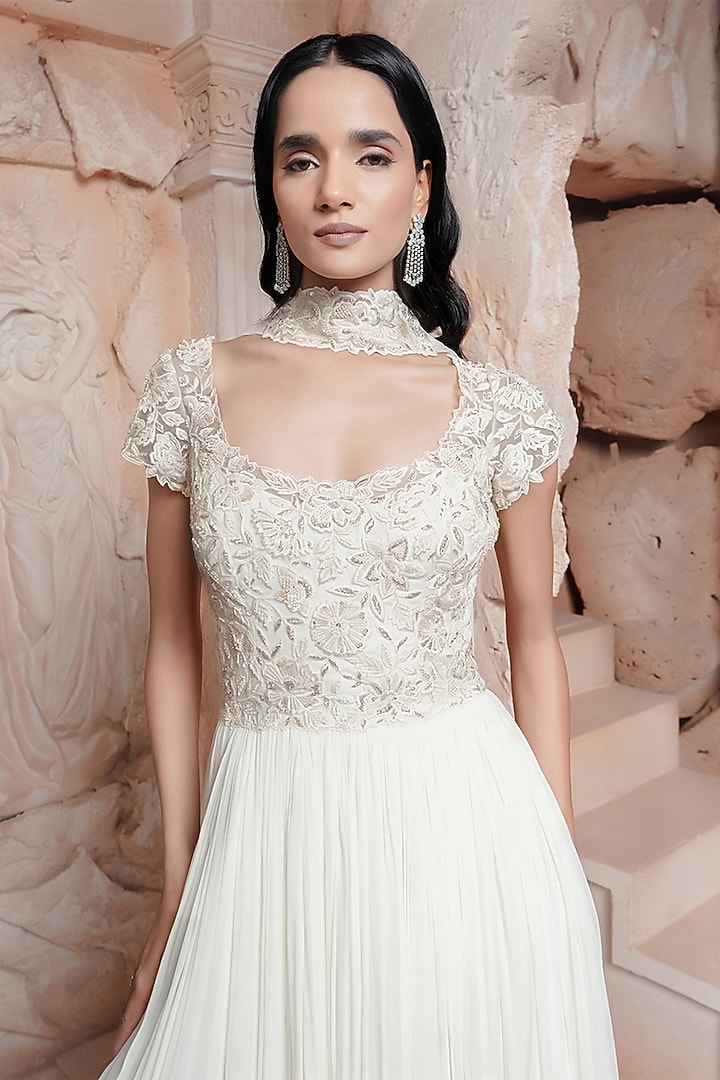 Ivory Net Embroidered Engagement Gown by Maisolos at Pernia's Pop Up Shop