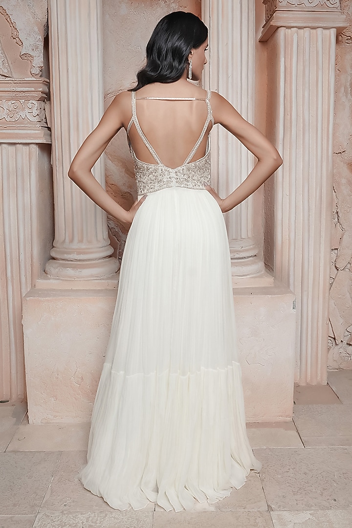 Ivory Net Embroidered Engagement Gown by Maisolos at Pernia's Pop Up Shop