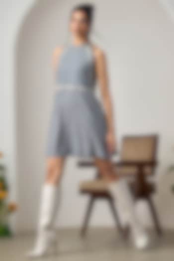 Black & White Cotton Machine Embroidered Mini Summer Dress by Maisolos at Pernia's Pop Up Shop