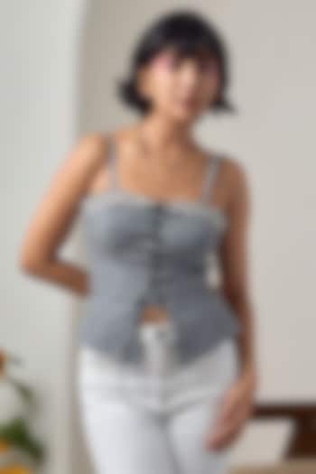 Black Cotton Embroidered Corset by Maisolos at Pernia's Pop Up Shop