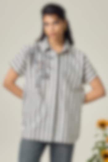 Black & White Cotton Embroidered Shirt by Maisolos at Pernia's Pop Up Shop