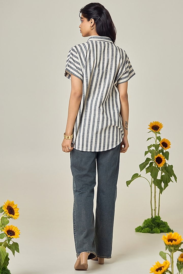 Black & White Cotton Embroidered Shirt by Maisolos at Pernia's Pop Up Shop