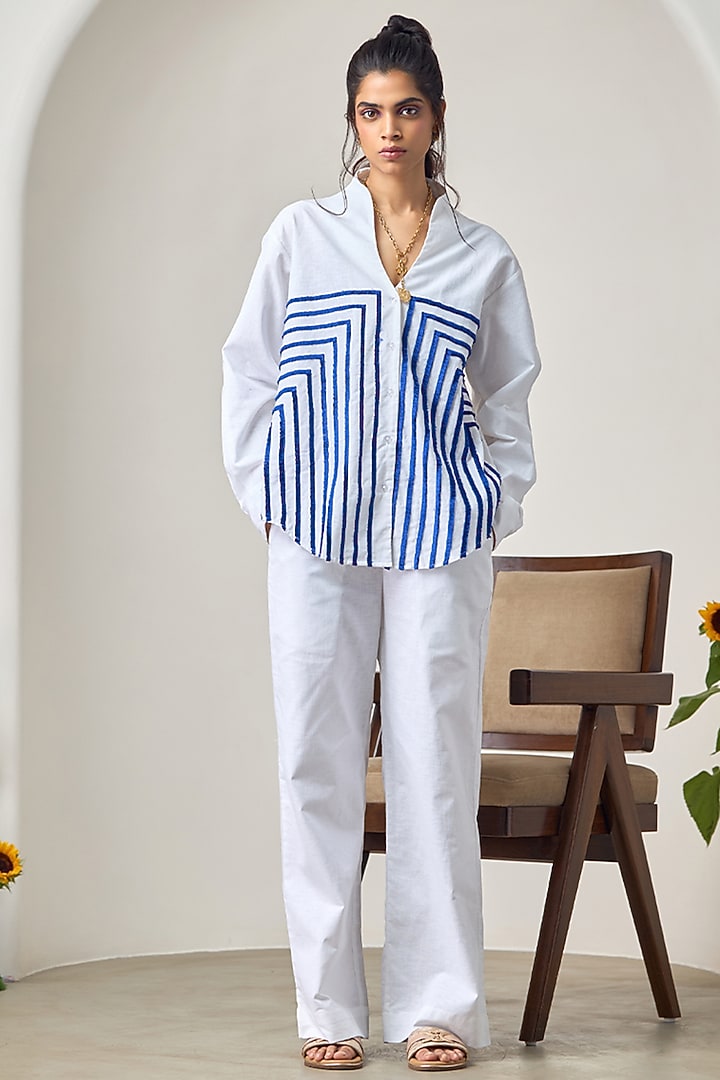 White Cotton Linen Shirt by Maisolos at Pernia's Pop Up Shop