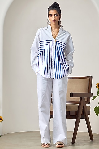 White Cotton Linen Shirt by Maisolos
