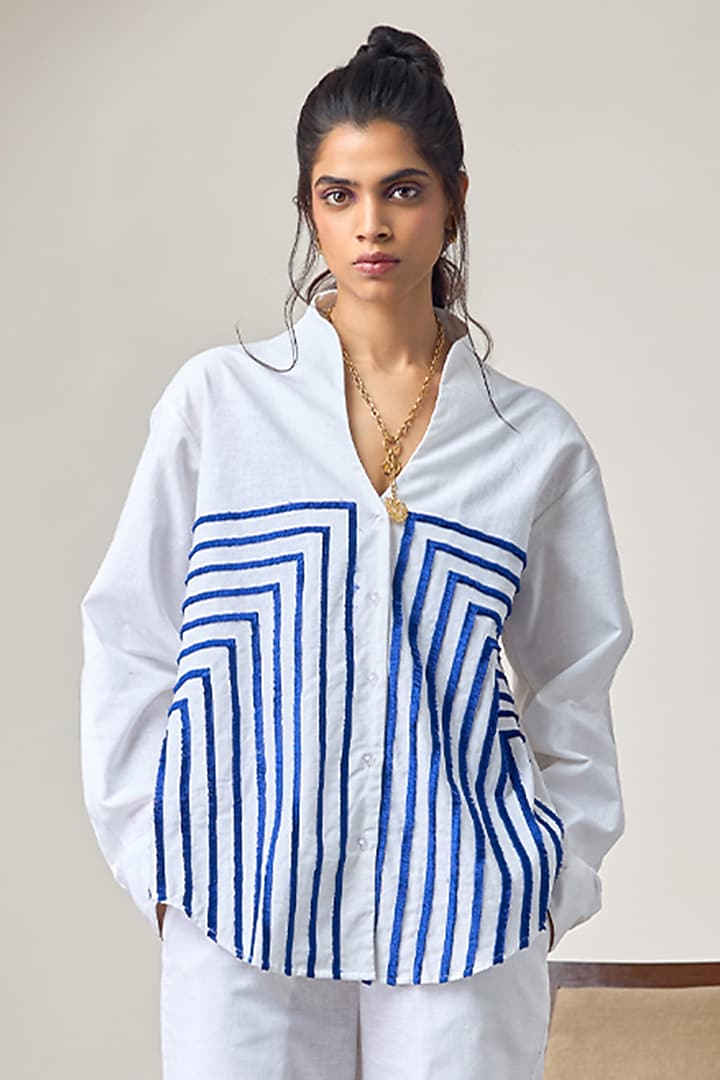 White Cotton Linen Shirt by Maisolos at Pernia's Pop Up Shop
