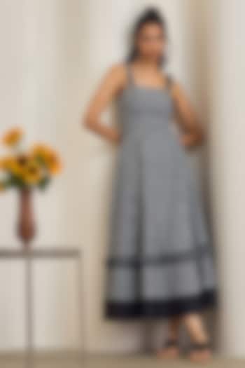 Black & White Cotton Ruffled Midi Vacation Dress by Maisolos at Pernia's Pop Up Shop