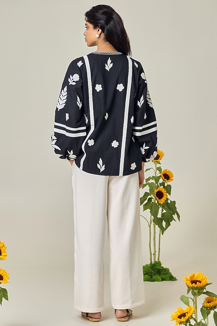 Black Poplin Patchwork Top by Maisolos at Pernia's Pop Up Shop