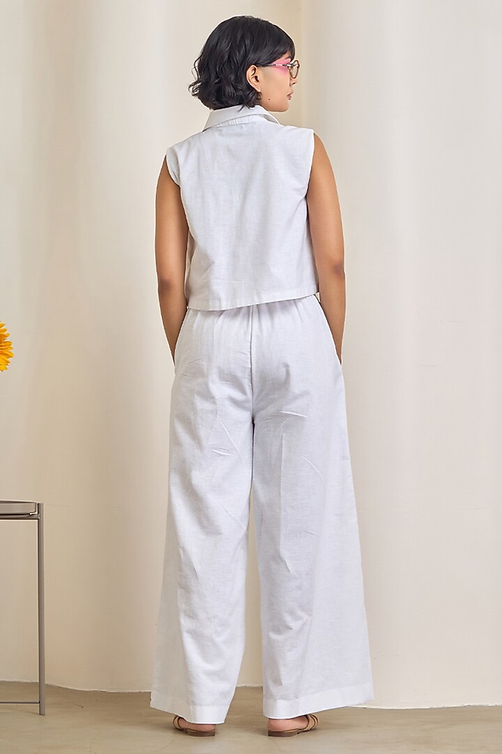 White Linen Embroidered Co-Ord Set by Maisolos at Pernia's Pop Up Shop
