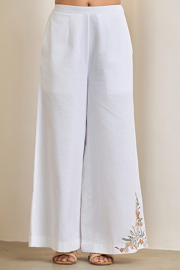 White Linen Embroidered Co-Ord Set by Maisolos at Pernia's Pop Up Shop