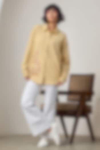 Yellow & White Cotton Embroidered Shirt by Maisolos at Pernia's Pop Up Shop