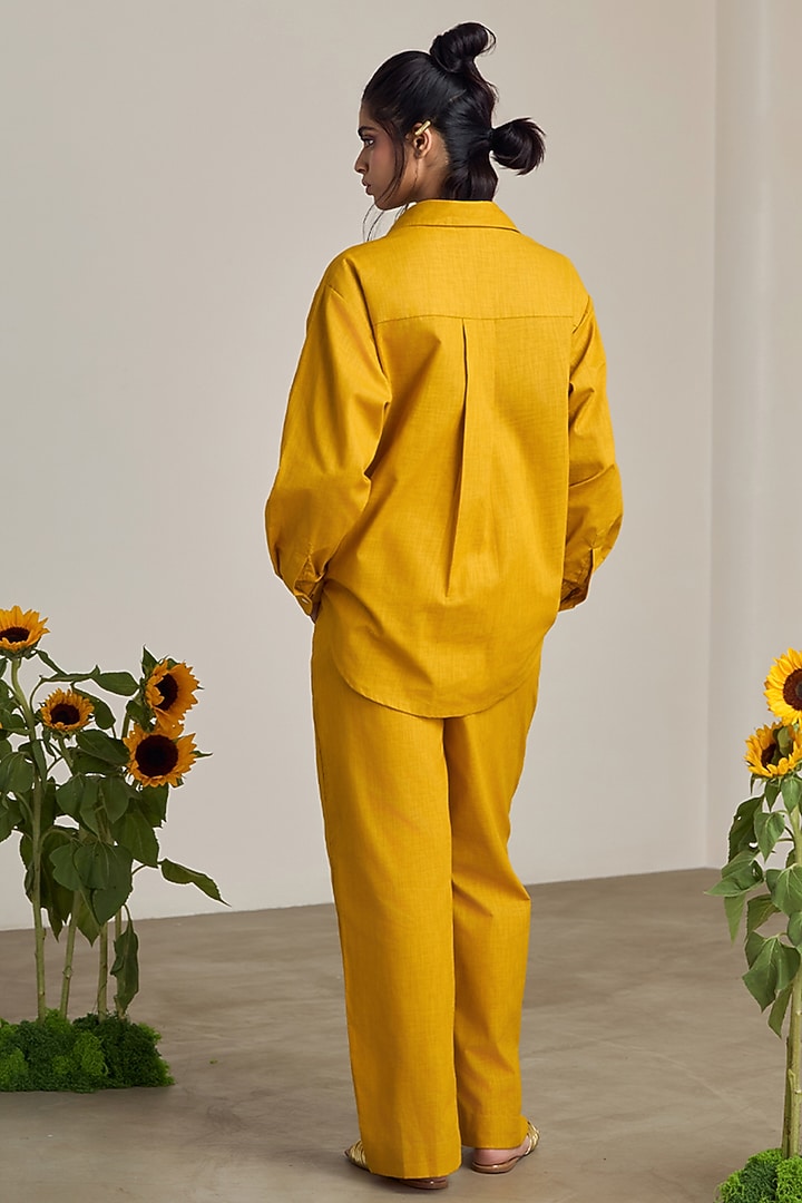 Mustard Cotton Linen Embroidered Co-Ord Set by Maisolos at Pernia's Pop Up Shop