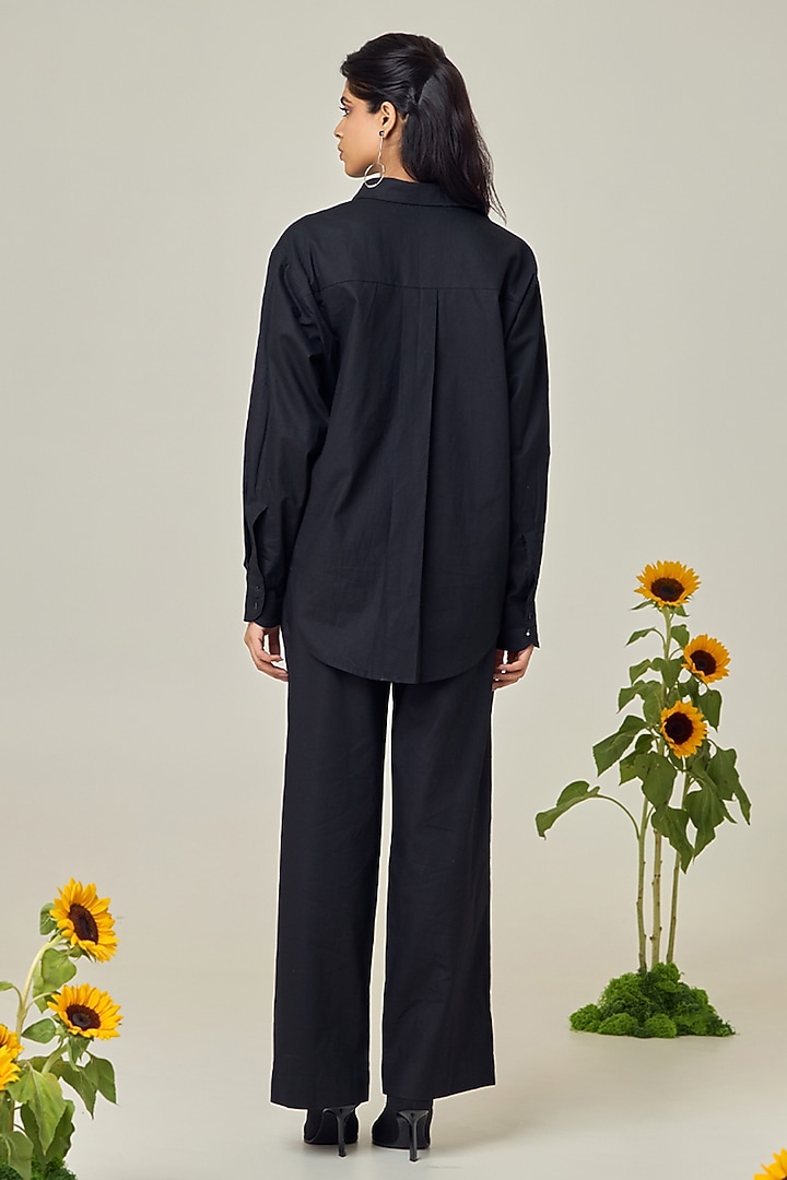 Black Poplin Embroidered Co-Ord Set by Maisolos at Pernia's Pop Up Shop