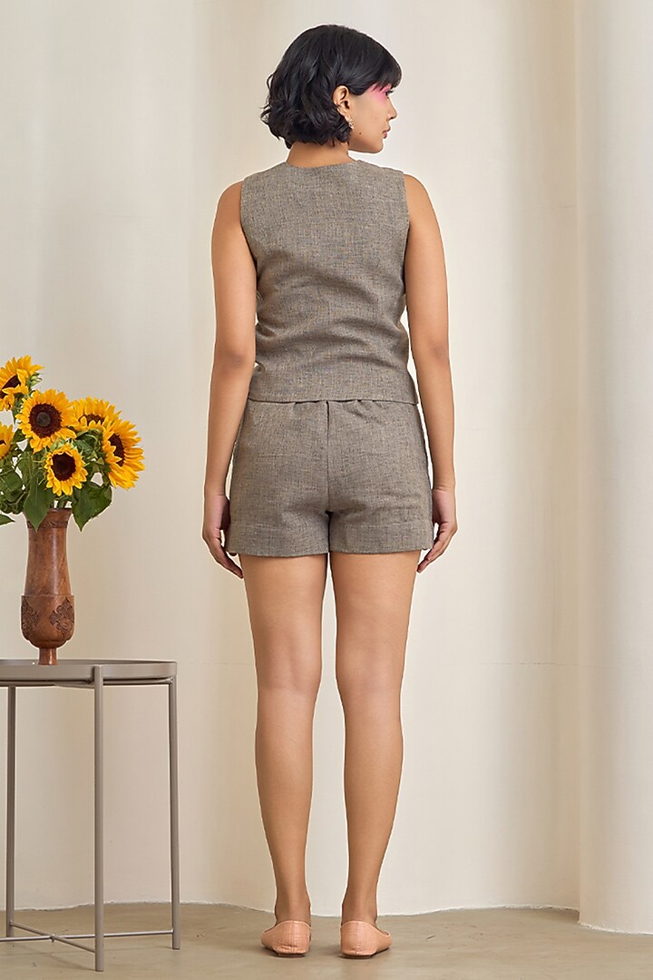 Grey Cotton Embroidered Co-Ord Set by Maisolos at Pernia's Pop Up Shop